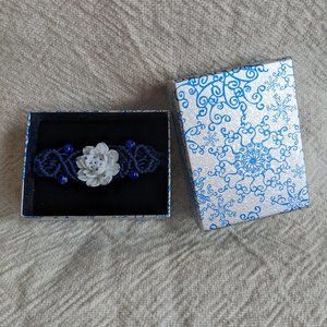 Oriental White and Blue Lotus Bracelet